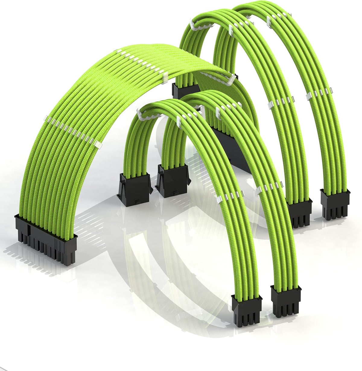 50cm Sleeved PSU Cable Extension Kit with Comb, Red Black, 24 P (20+4), 8 P CPU, 8 P GPU, 500mm, Pack of 2 V867774