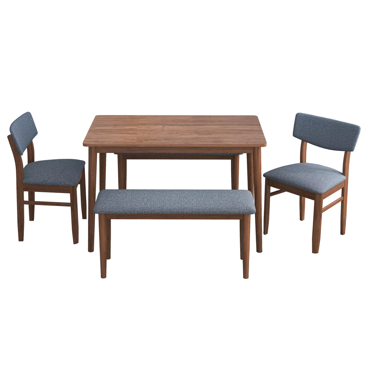 Grey Rubber wood Dining Table Set with 2 Benches and 2 Chairs W270