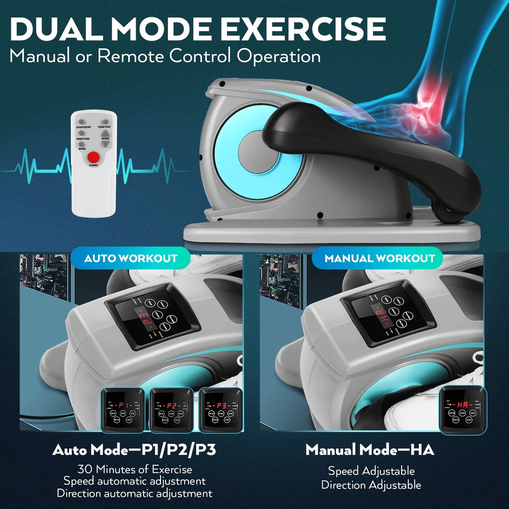 Under Desk Elliptical Machine, Mini Seated Elliptical with 5 Adjustable Speed, Gray S61866