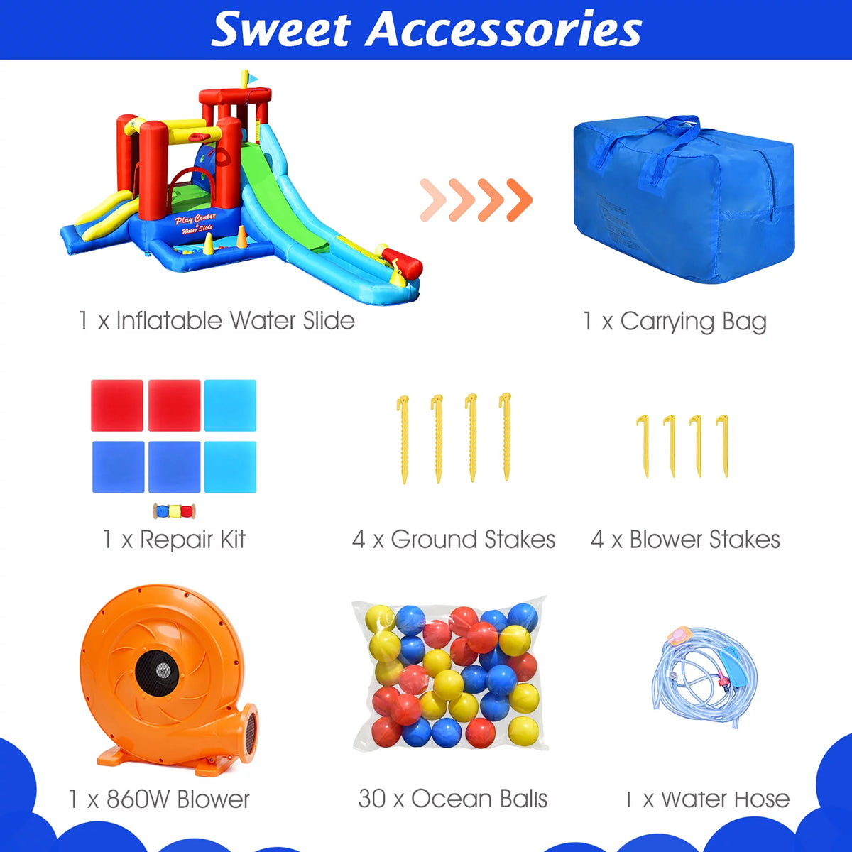 9-in-1 Inflatable Water Slide Bounce Castle Splash Pool V4199
