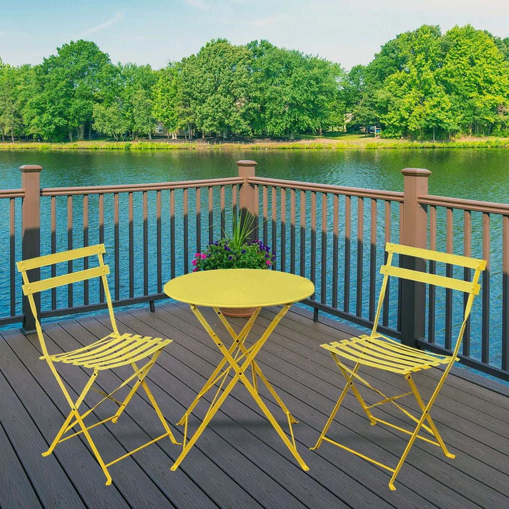 Yellow 3 Piece Bistro Folding Furniture Set M882