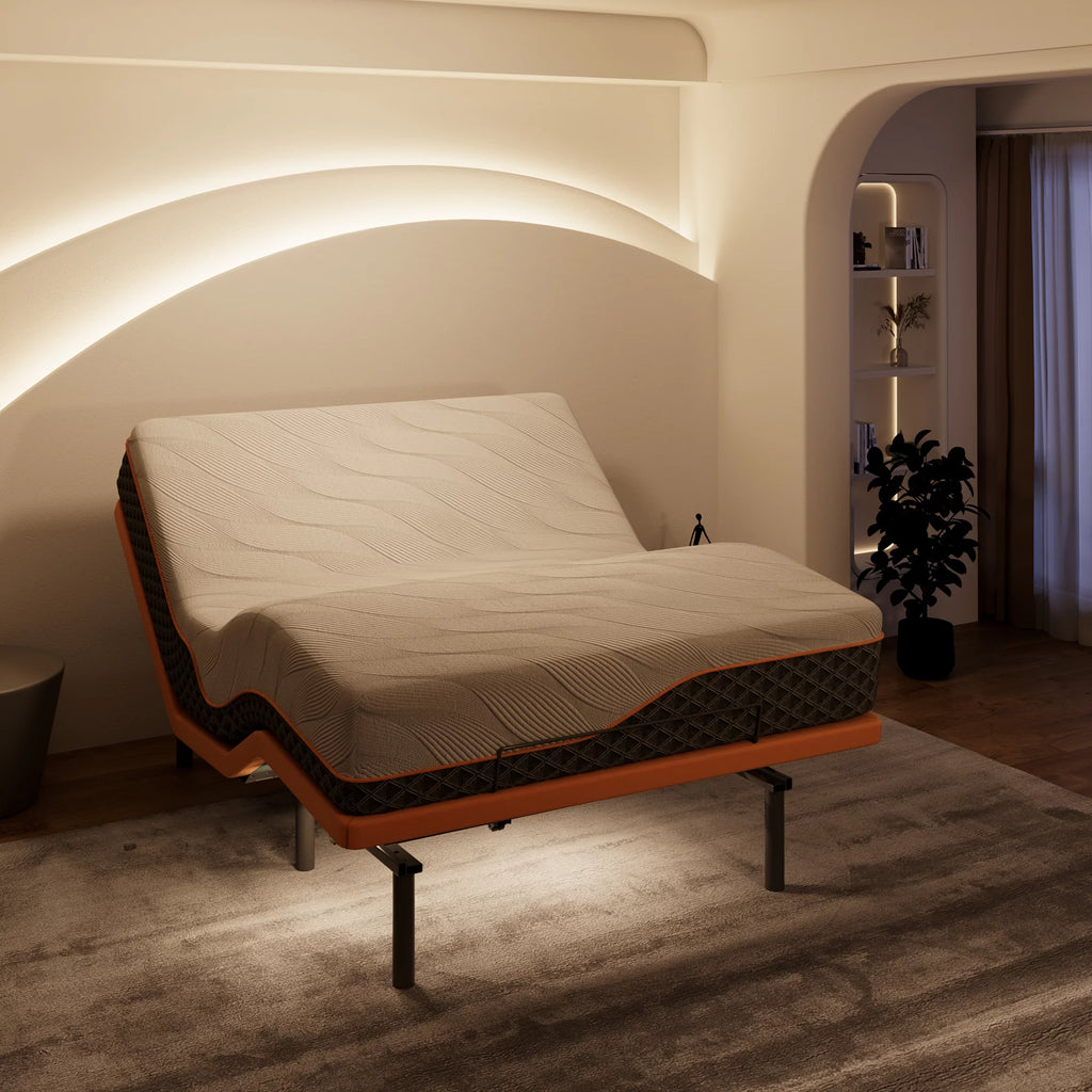 Queen Adjustable Bed Frame with 14 inch Hybrid Memory Foam Mattress B799