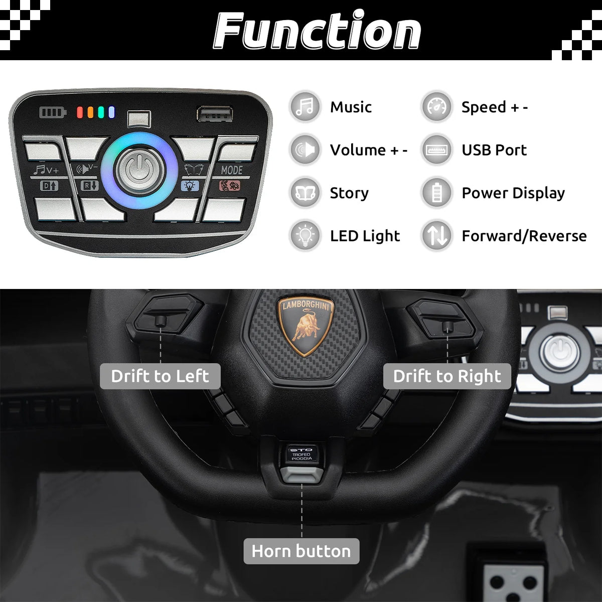 Licensed Lamborghini STO 24V 2-Seater Ride on Car with Remote Control, Grey I790532