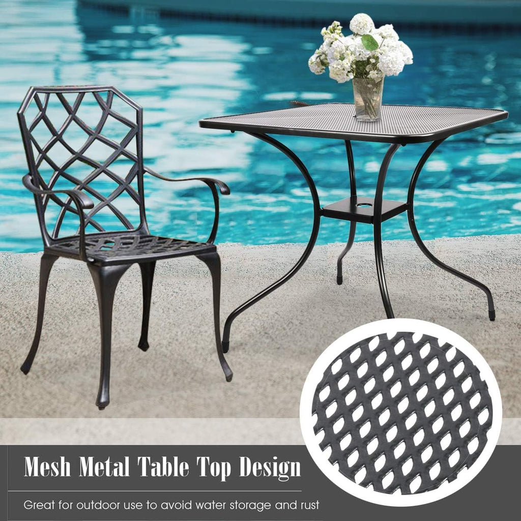 Outdoor Cast Iron Square Bistro Table with Umbrella Hole O68043