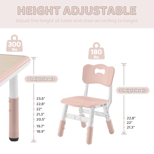 Height-Adjustable Kids Table and 2 Chairs Set with Graffiti Desktop Q3064