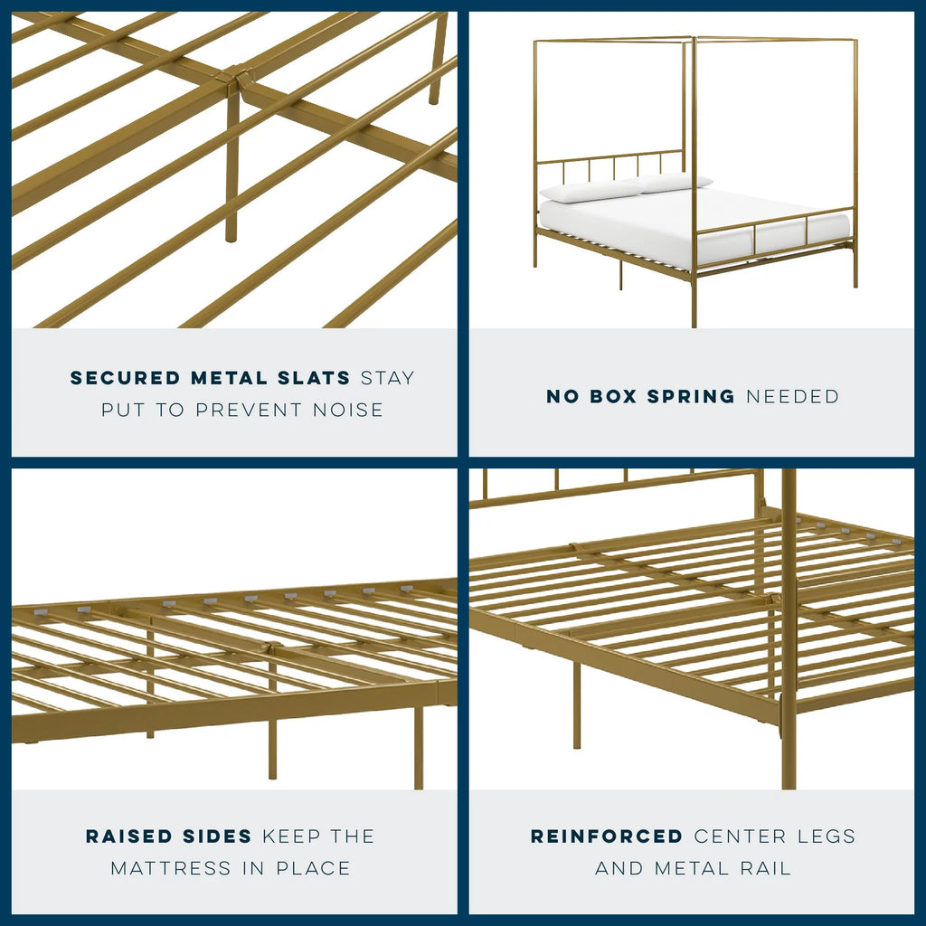 Queen Black Metal Canopy Platform Bed Frame O6521