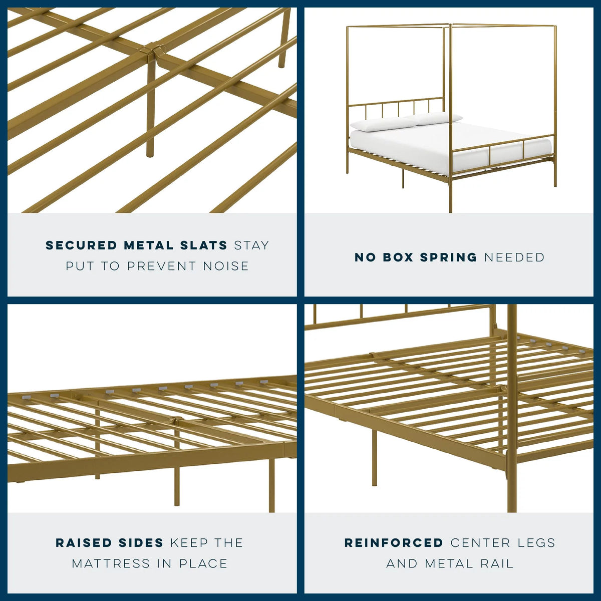 Queen Black Metal Canopy Platform Bed Frame O6521