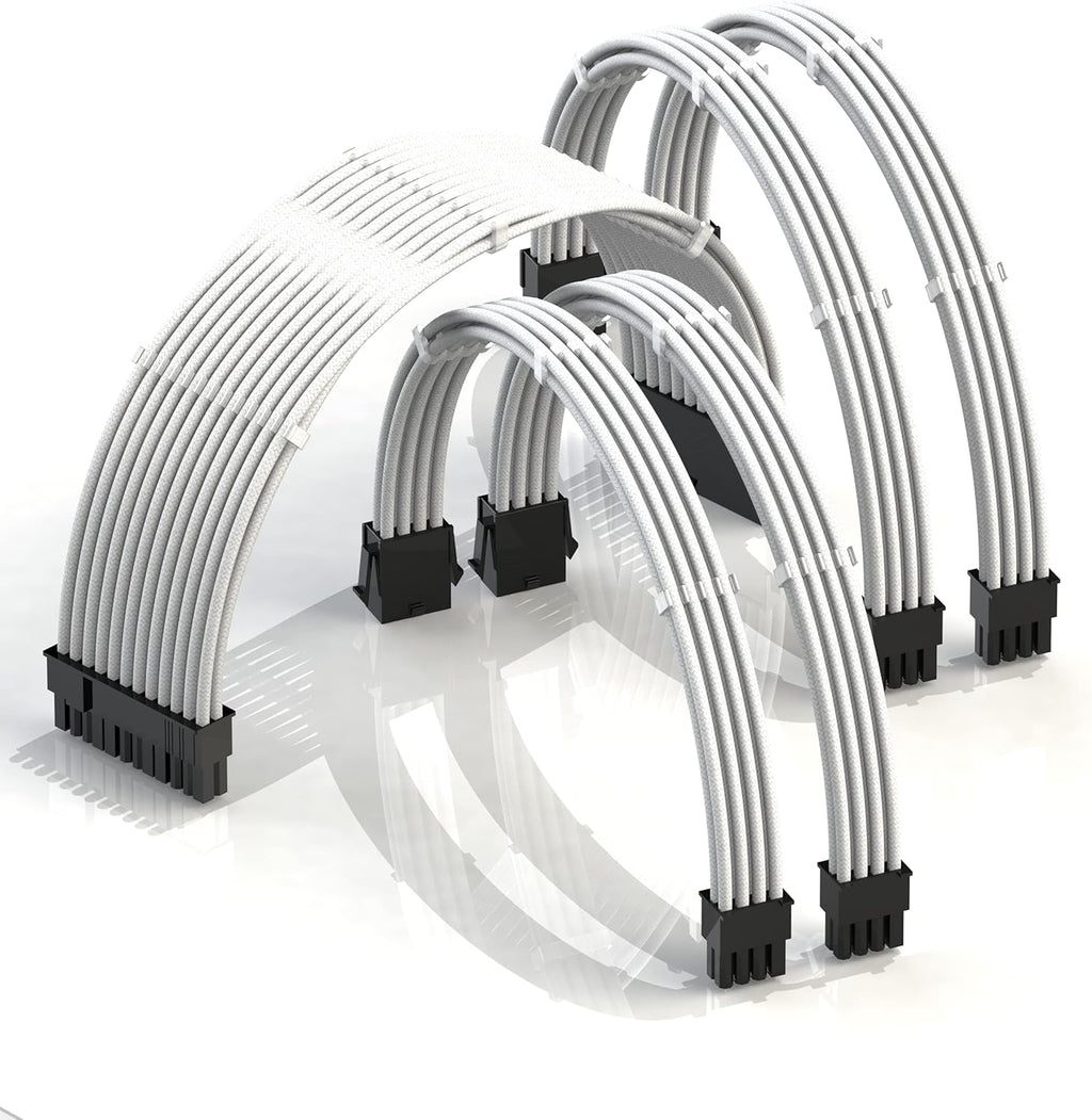 50cm Sleeved PSU Cable Extension Kit with Comb, Red Black, 24 P (20+4), 8 P CPU, 8 P GPU, 500mm, Pack of 2 V867774