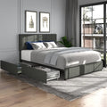 Queen Size Linen Upholstered Platform Bed Frame with 4 Drawers K464135