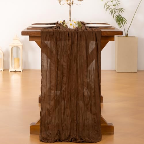 Burgundy Red Cheesecloth Table Runner 120 inch F161861