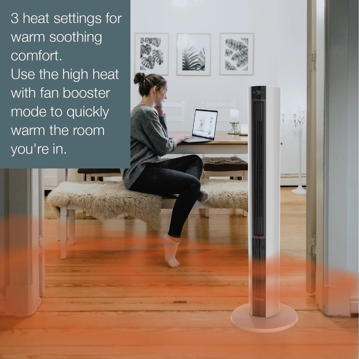 1500W Tower Fan & Space Heater with Timer and Remote P1387