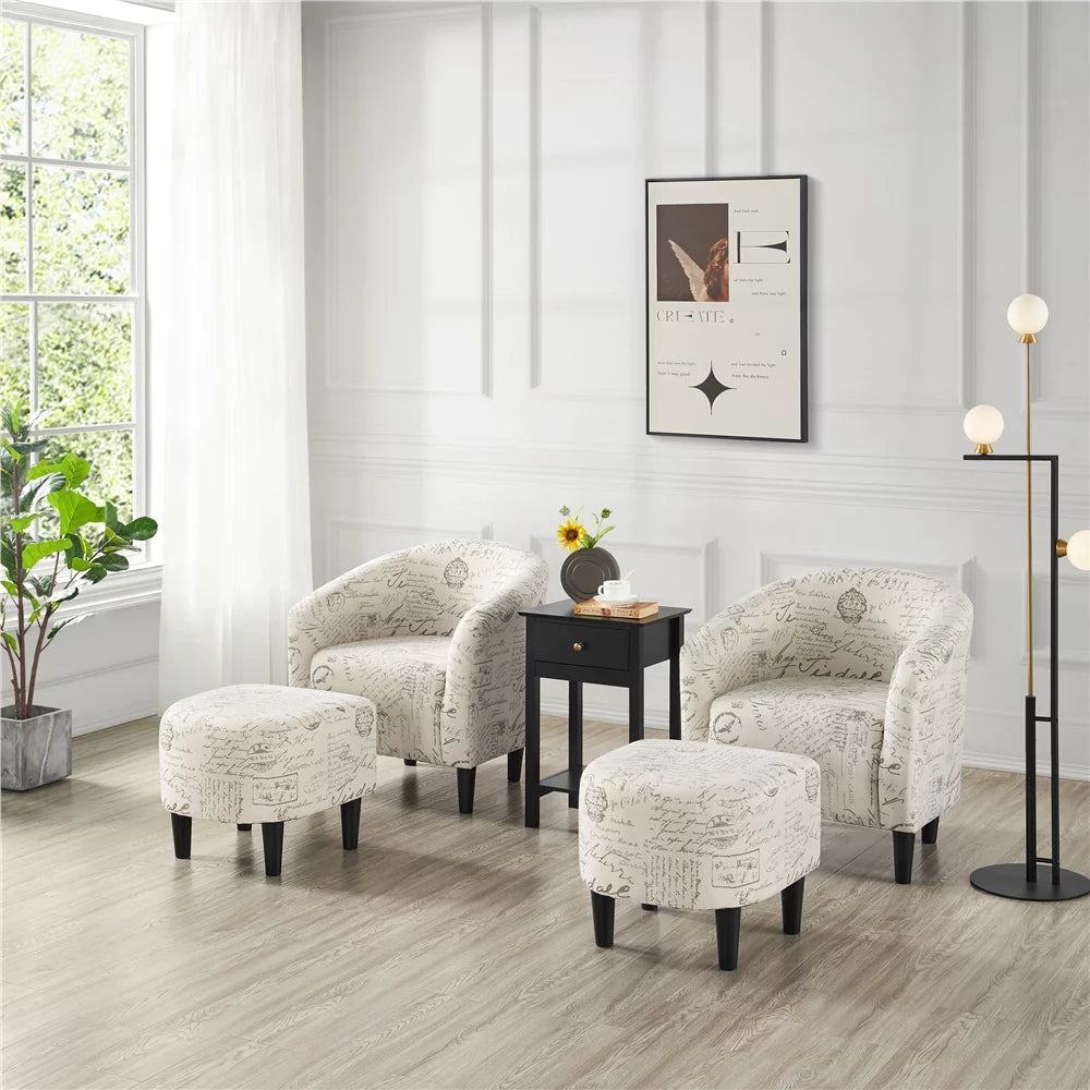 Velvet Accent Arm Chair and Ottoman Set Gray Y8622