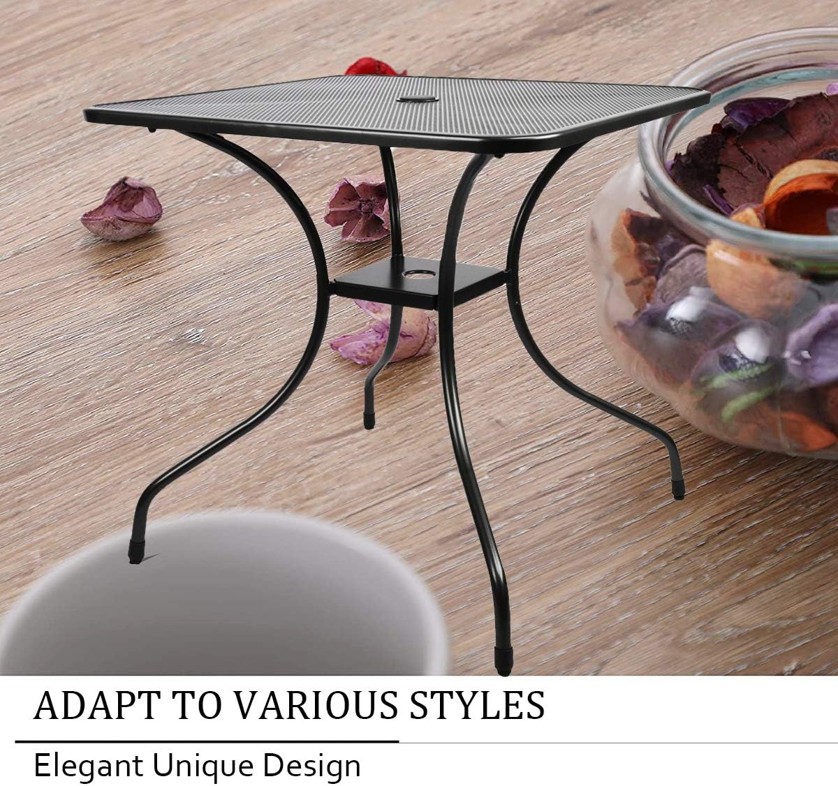 Outdoor Cast Iron Square Bistro Table with Umbrella Hole O68043