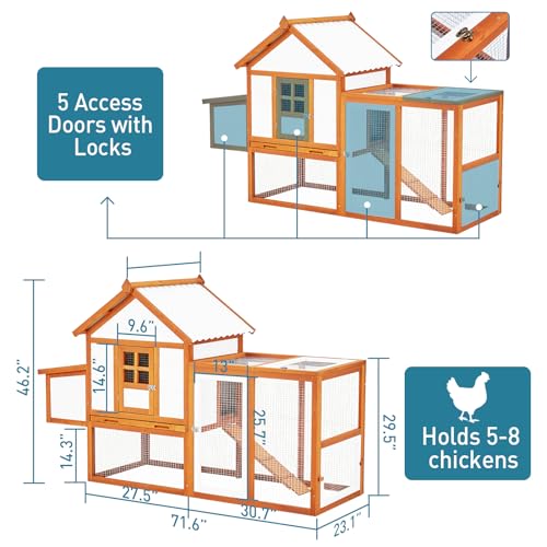 Wooden Chicken Coop with Run and Nesting Box Z55228