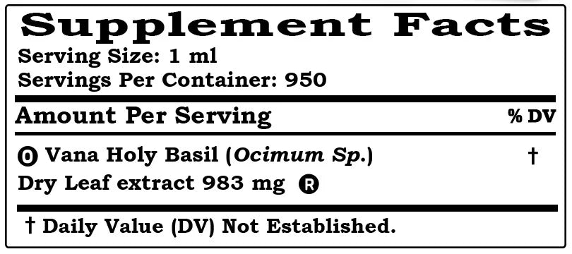 Holy Basil Dry Leaf Liquid Extract Tincture 32 Fl.Oz F8095