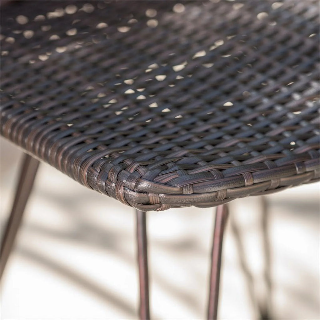 Wicker Barstool with Black Brush Copper Iron Frame Set of 2 E217