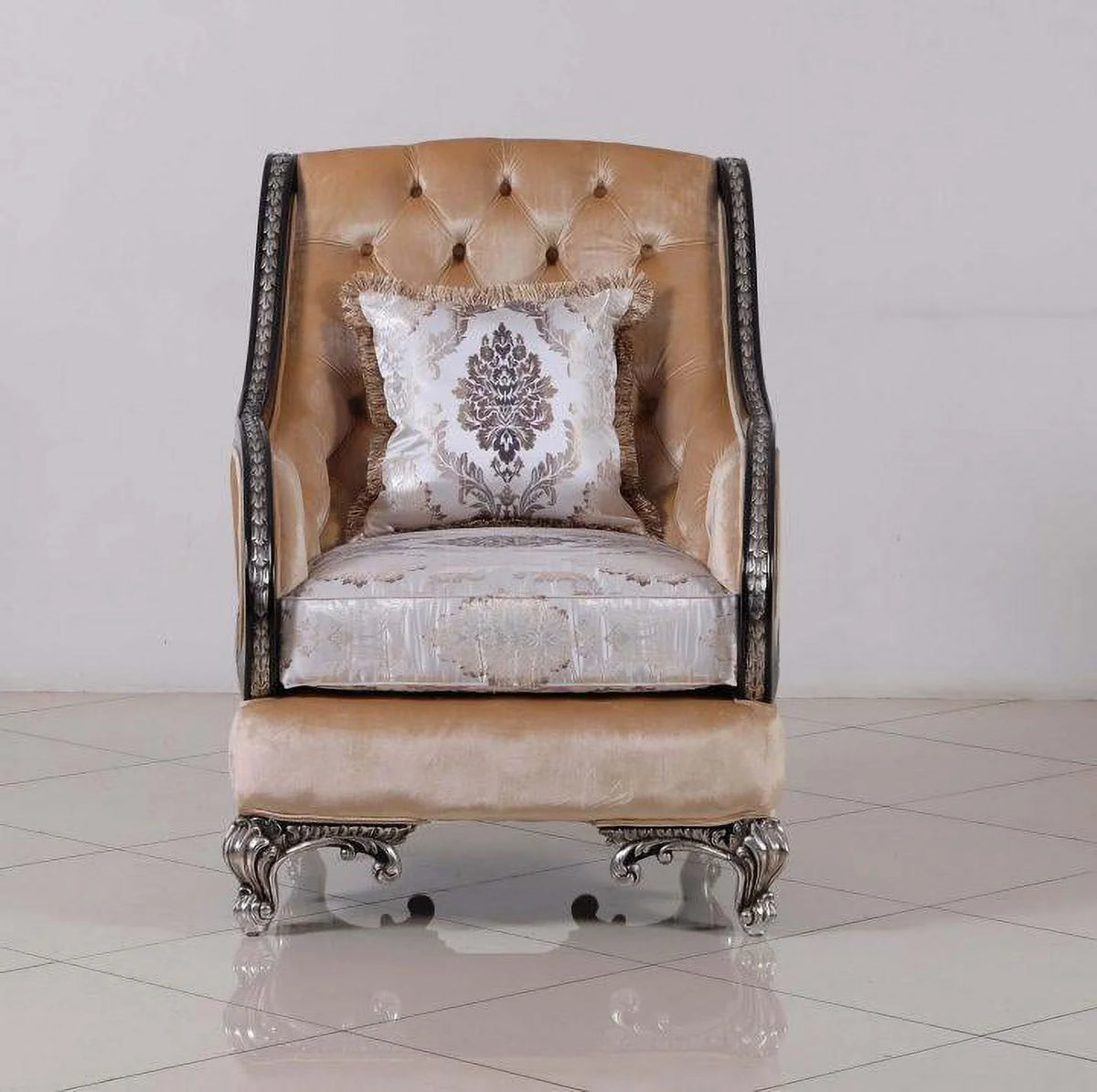 Black & Silver Wood Trim Chair Set 2 I827790
