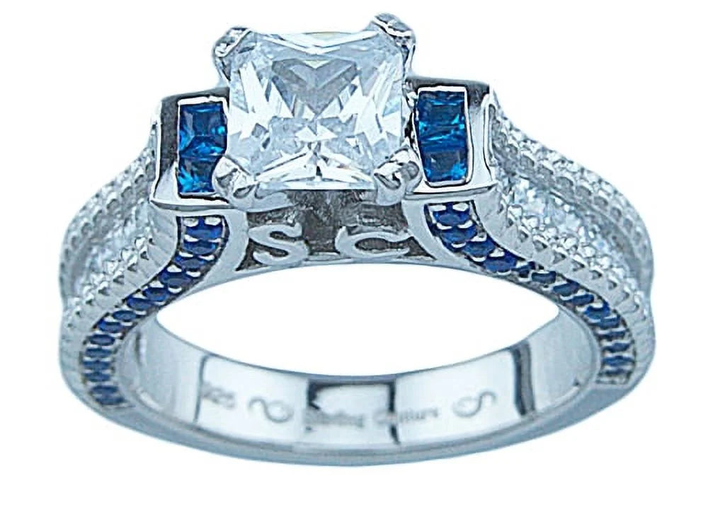 Simulated Sapphire Engagement Ring Set W151